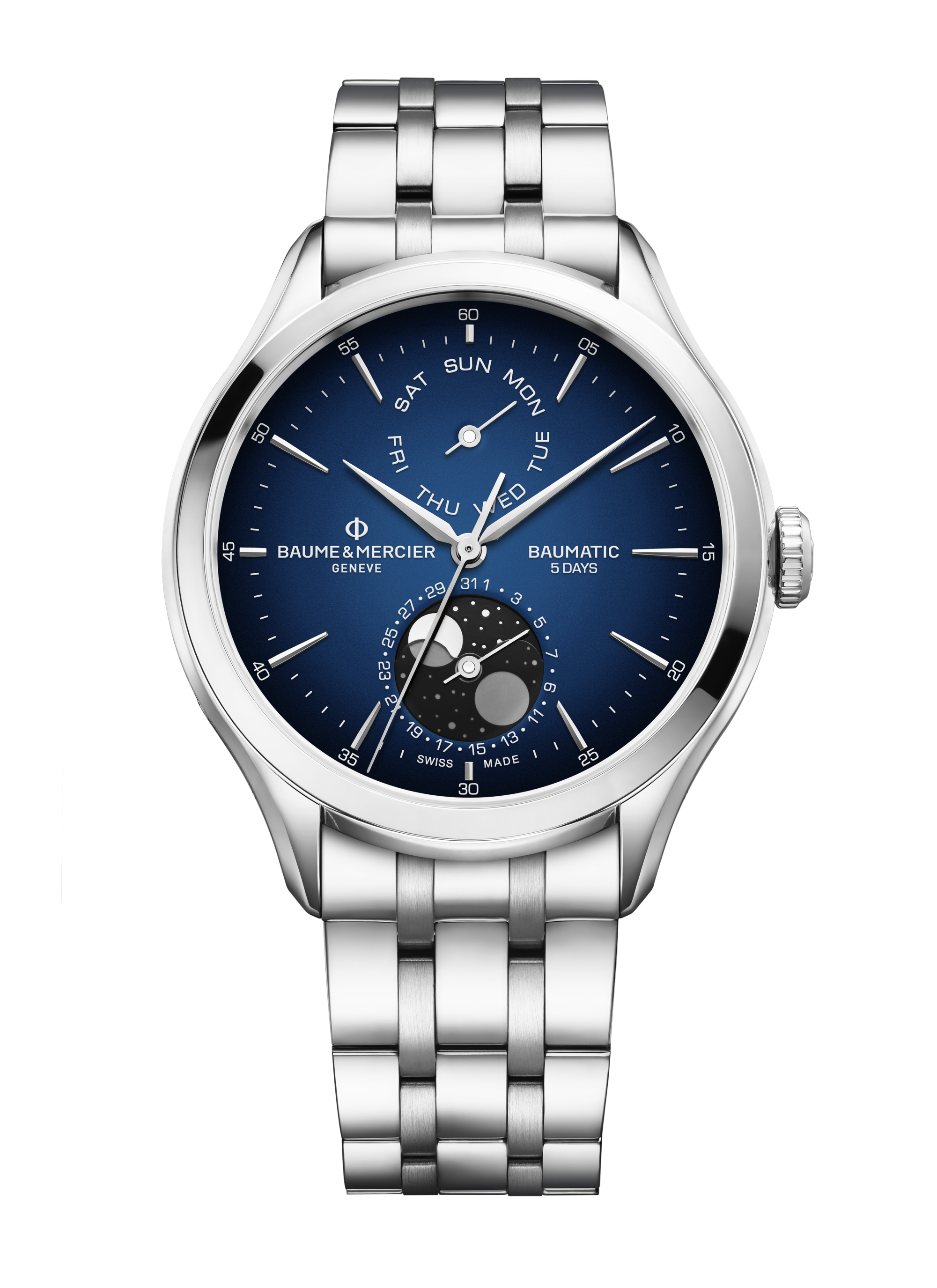 Baume & Mercier Clifton Watch Moon Phase Date Display - 42mm