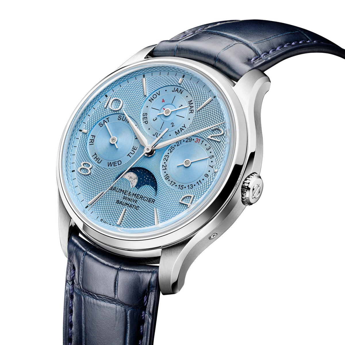 Baume & Mercier Clifton Perpetual Calendar 40mm Blue Dial Leather Watch M0A10872 view 3