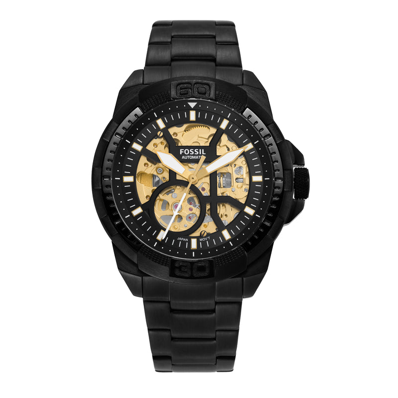 Fossil Bronson Black Stainless Steel Band and Dial Mens Watch ME3217