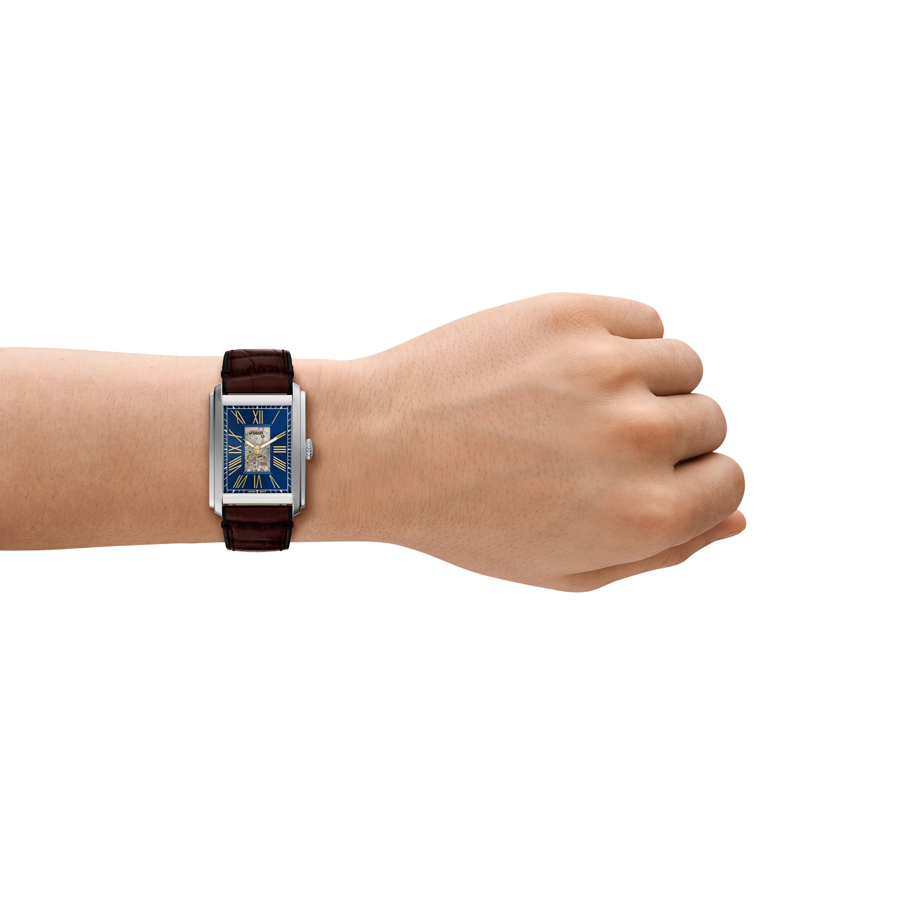 Fossil Carraway Automatic Brown Croco Leather Watch ME3273