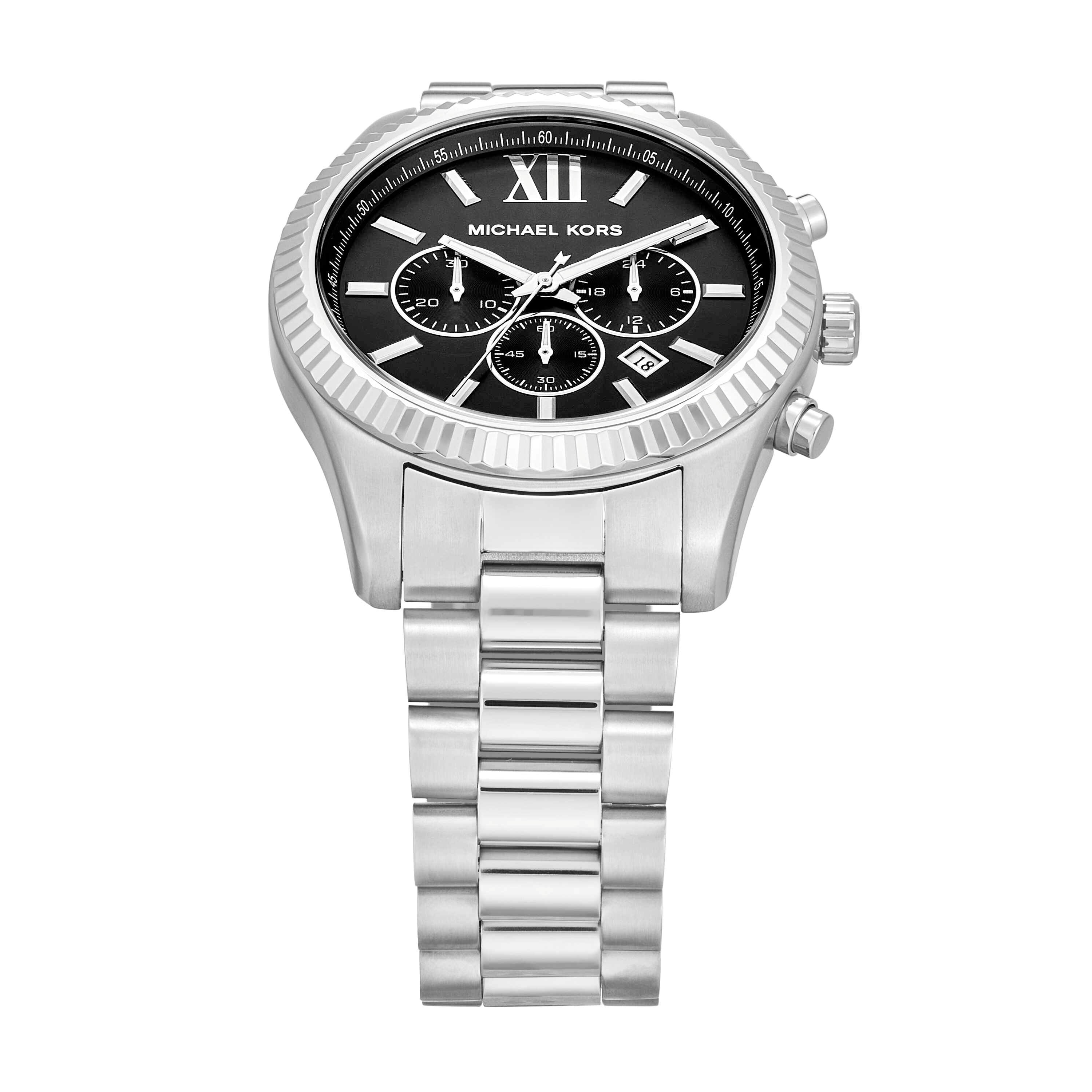 Michael Kors Lexington Black Dial Silver Stainless Steel Watch MK1091SET