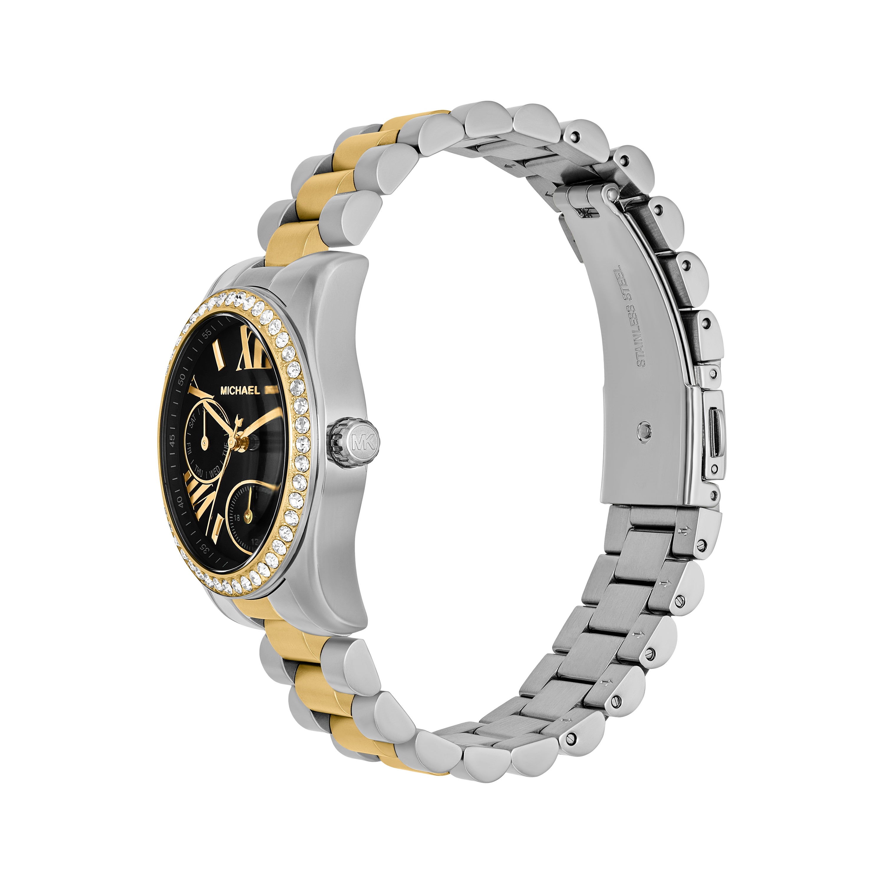 Michael Kors Lexington Black Dial Two Tone Stainless Steel Watch MK4925