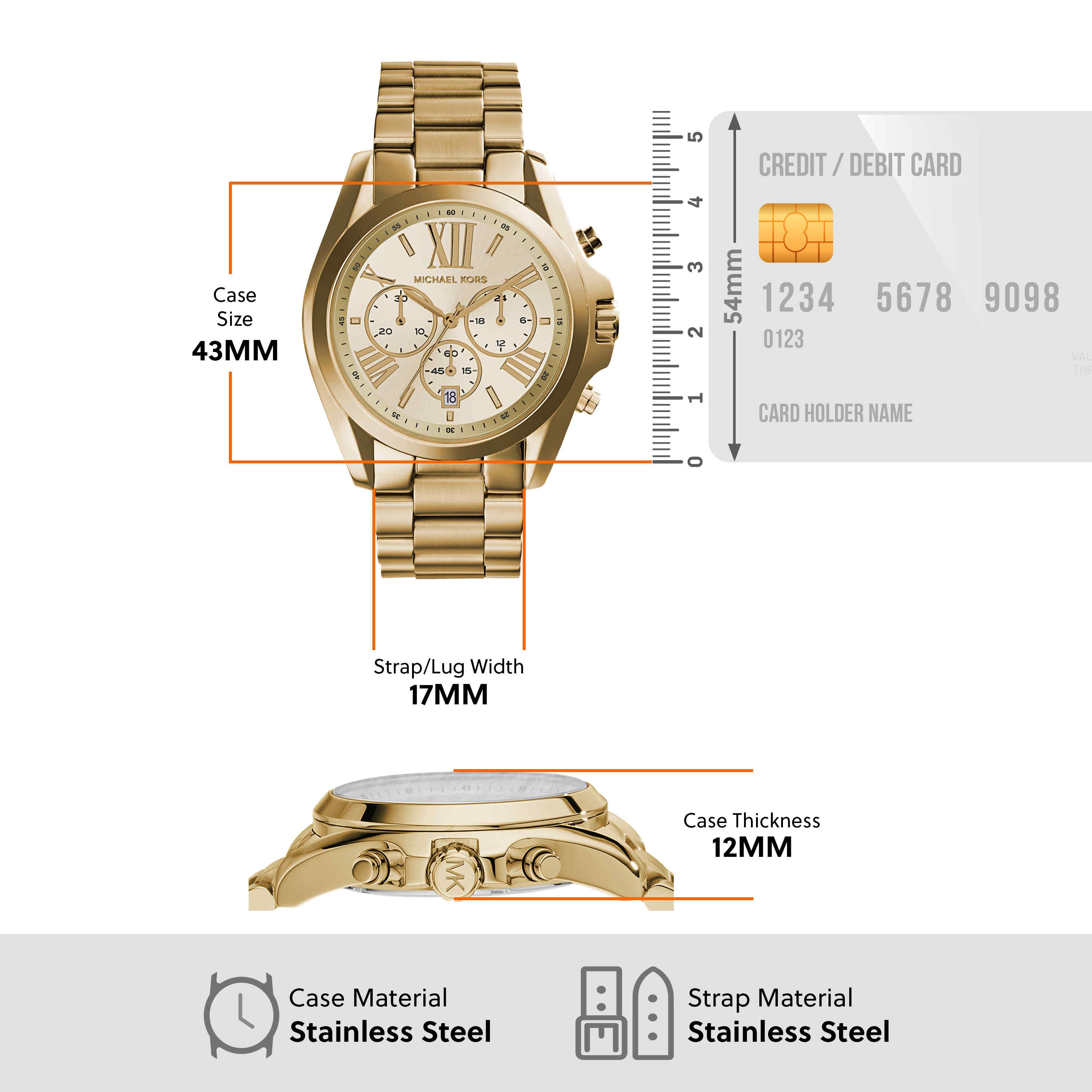 Michael Kors Bradshaw Gold Dial Stainless Steel Watch MK5605