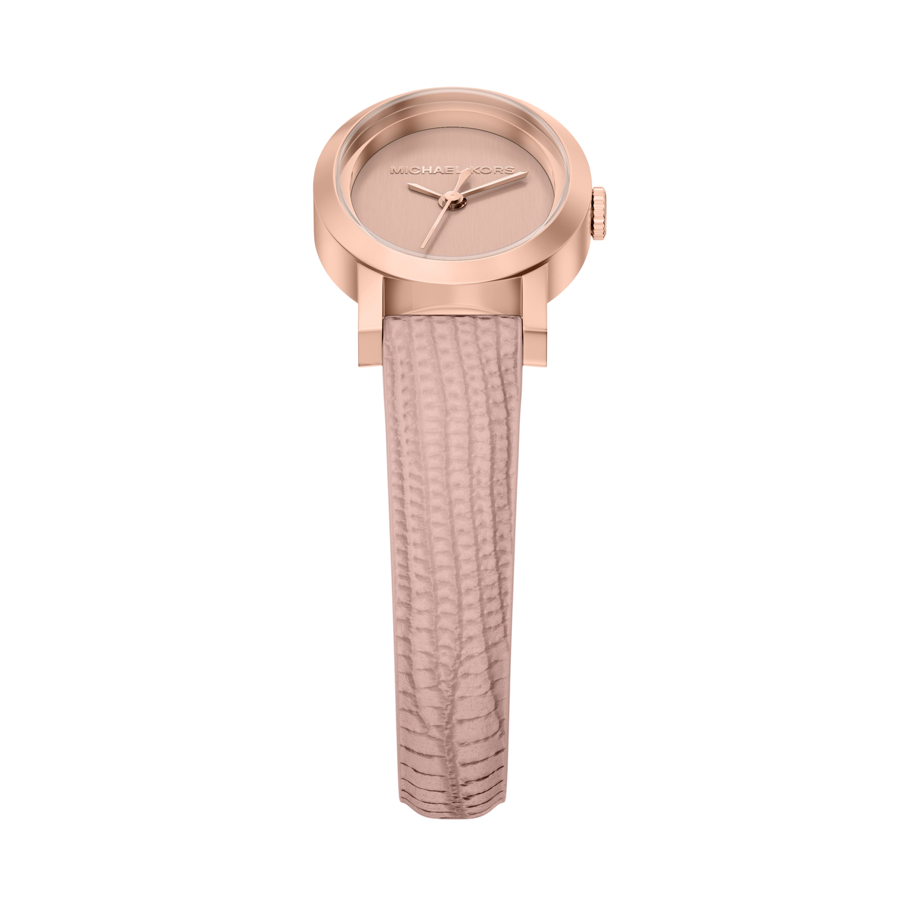 Michael Kors Maude Pink Dial Leather Strap Watch MK7587