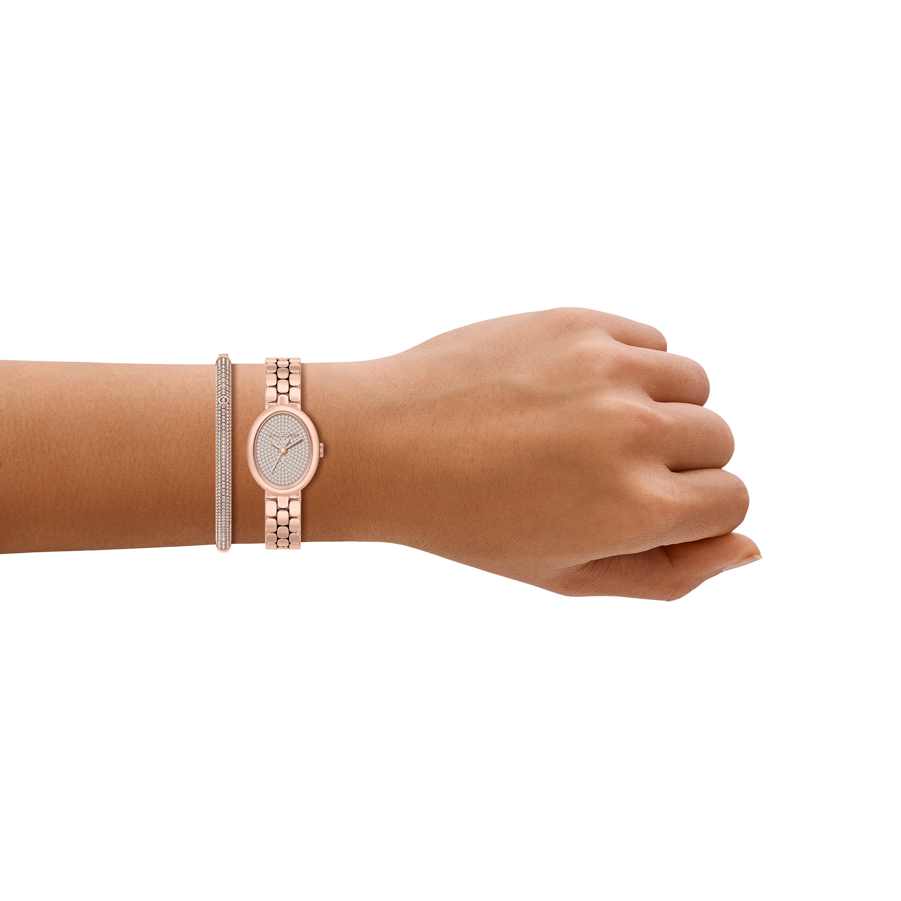 Michael Kors Maude Silver Dial Rose Gold Stainless Steel Watch MK7598SET
