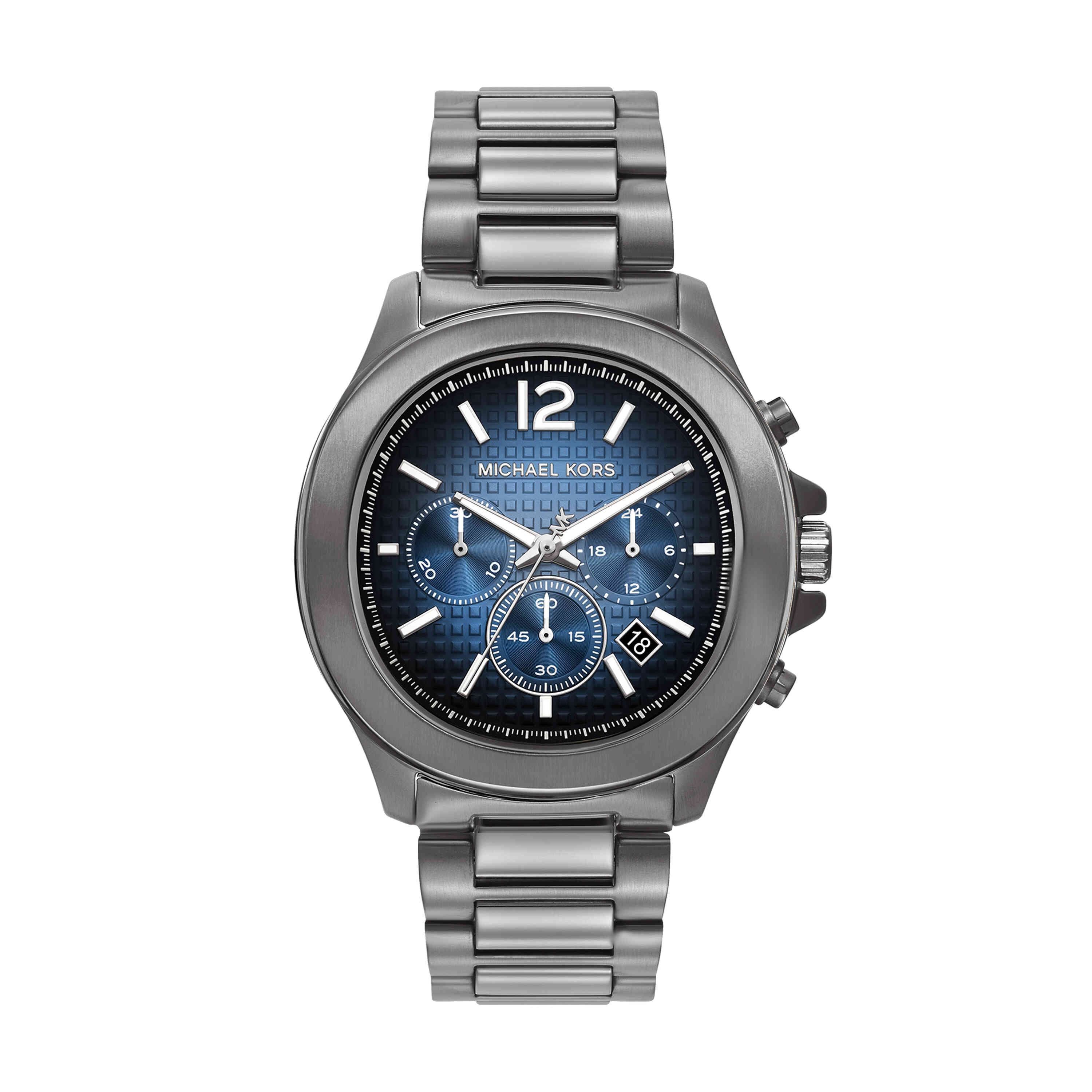 Michael Kors Sage Blue Dial Gunmetal Stainless Steel Watch MK9213