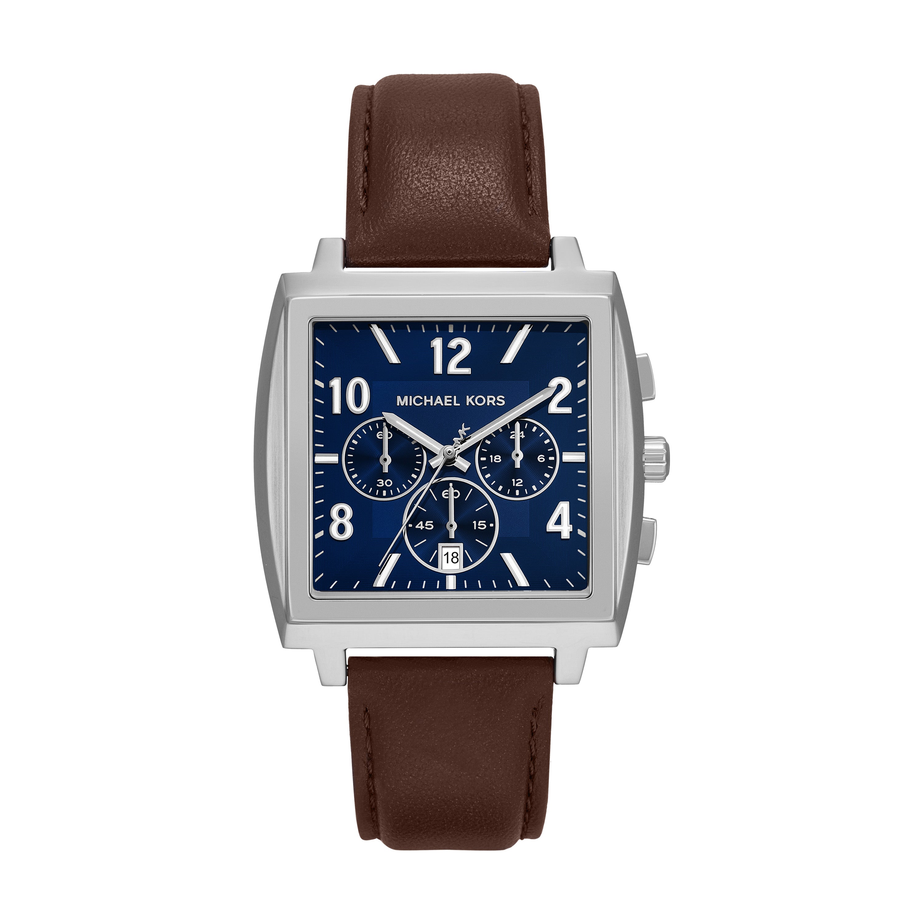 Michael Kors Rhys Blue Dial Brown Leather Strap Watch MK9231