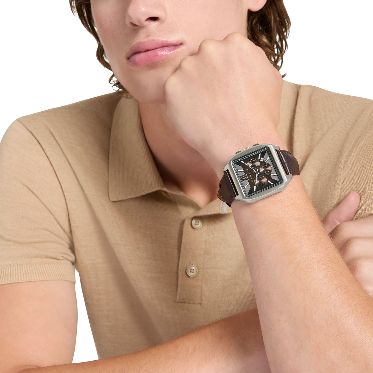 Michael Kors Hayes Chrono Brown MK9300 on the wrist