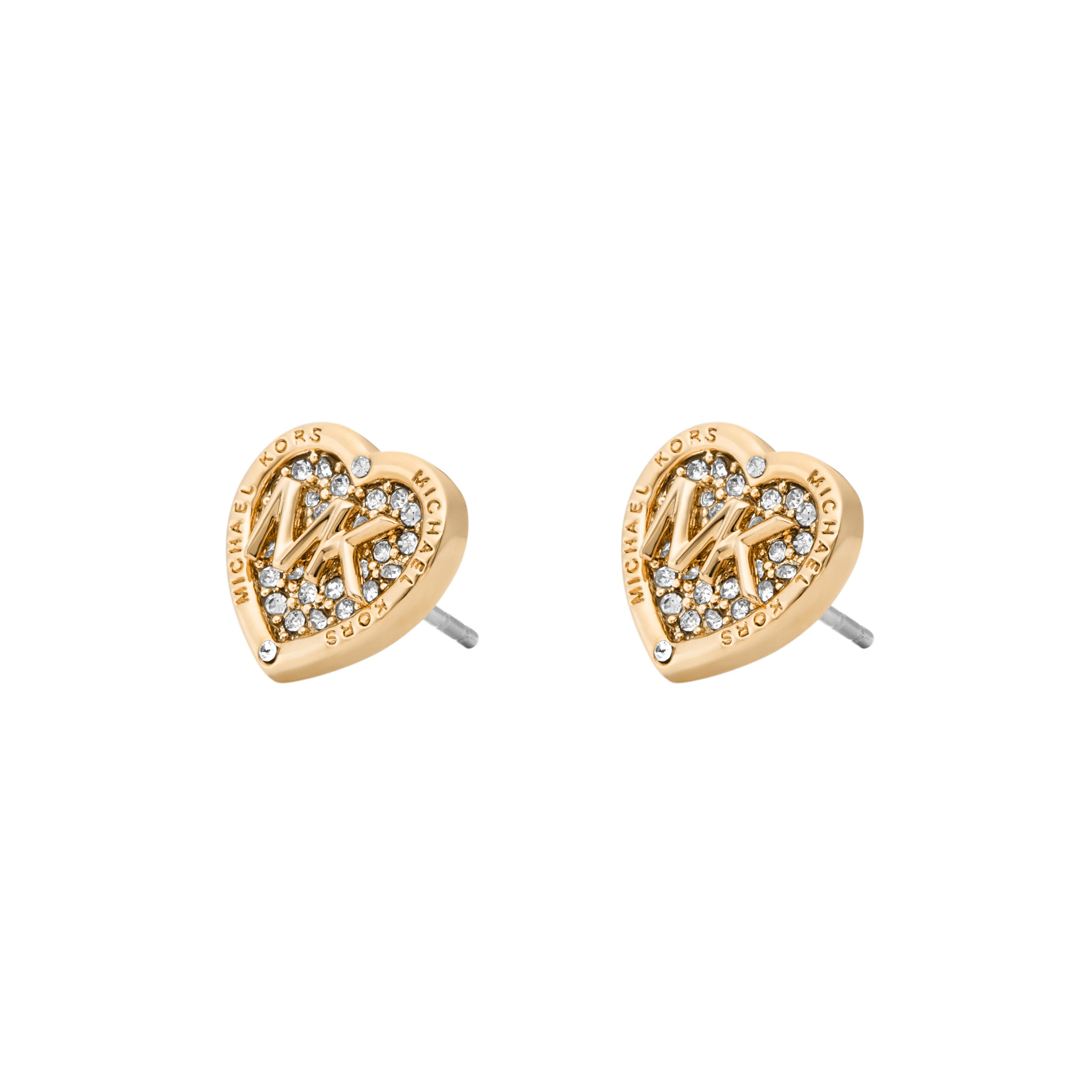 Michael Kors Gold Pavé Logo Heart Women's Stud Earrings MKJC0007A710