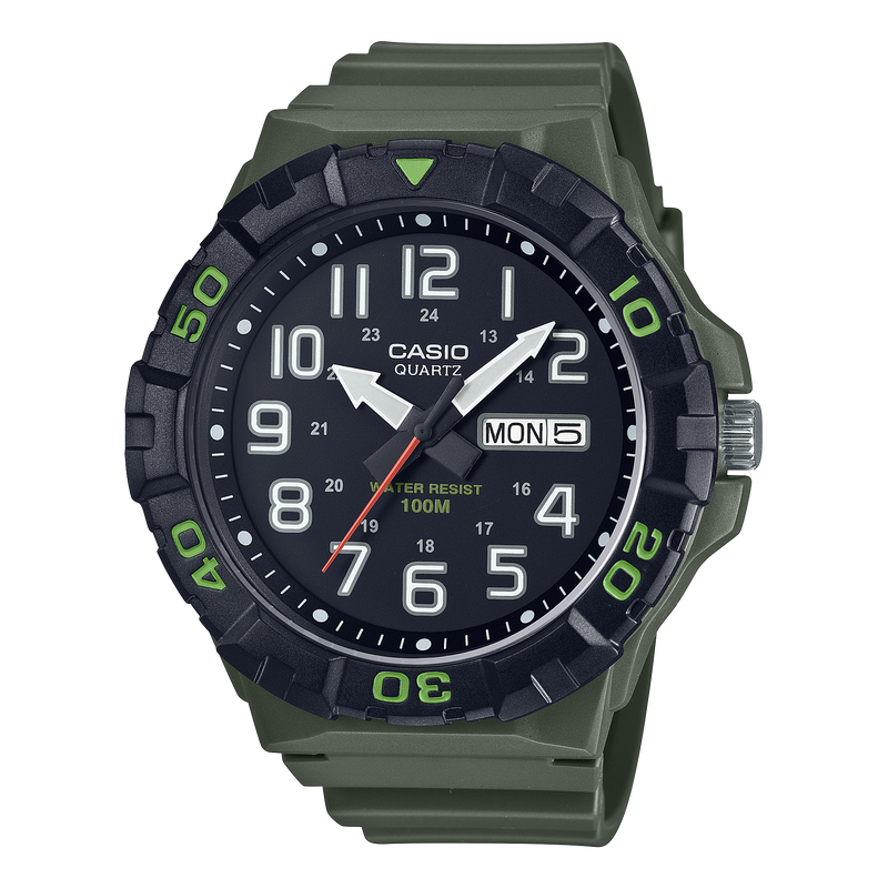 Casio Analog Diver Look Green Resin Band Watch MRW210H-3A
