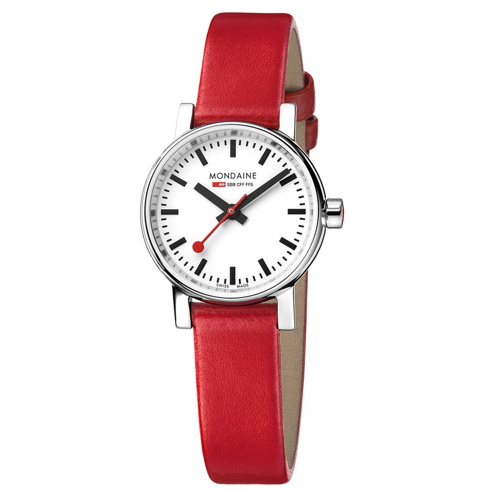 Mondaine Evo2 Petite 26mm White Dial Leather Watch MSE.26110.LCV 