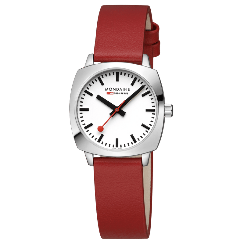 Mondaine Cushion Red Vegan Grape Leather Watch MSL.31110.LCV