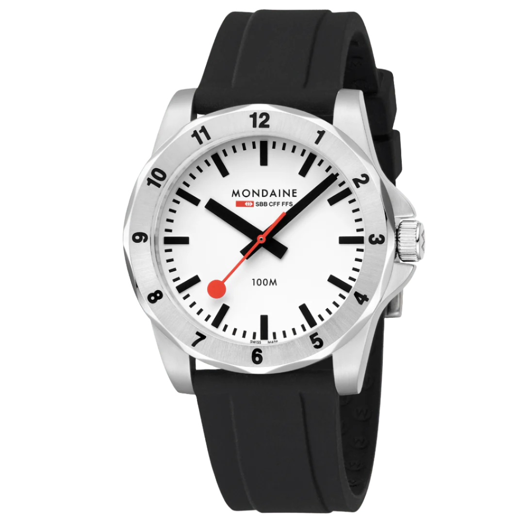 Mondaine Numeri White Dial Black Silicone Strap Watch MSN.4211B.RB