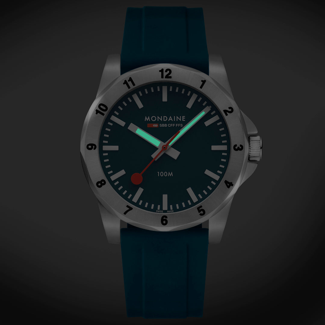 Mondaine Numeri Blue Silicone 42mm Watch - MSN.42140.RD