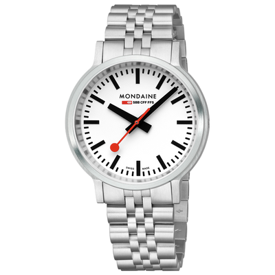 Mondaine Stop2go Backlight White Dial Stainless Steel Watch MST.4101B.SJ.2SE