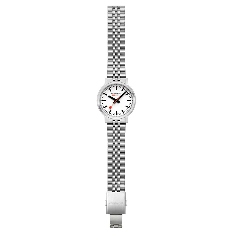 Mondaine Stop2go Backlight White Dial Stainless Steel Watch MST.4101B.SJ.2SE
