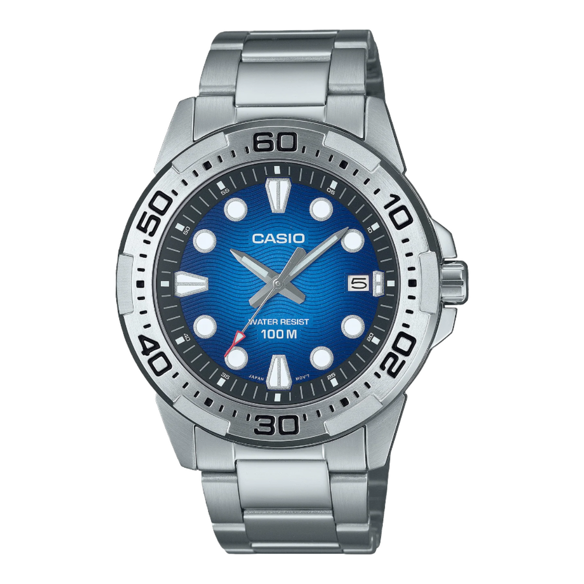 Casio Analogue Diver Blue Dial Stainless Steel Watch MTD140D-2A