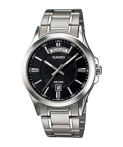 Casio Enticer Analog Black Dial Stainless Steel Watch MTP1381D-1A