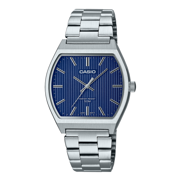 Casio Analog Blue Dial Silver Stainless Steel Watch MTPB140D-2A