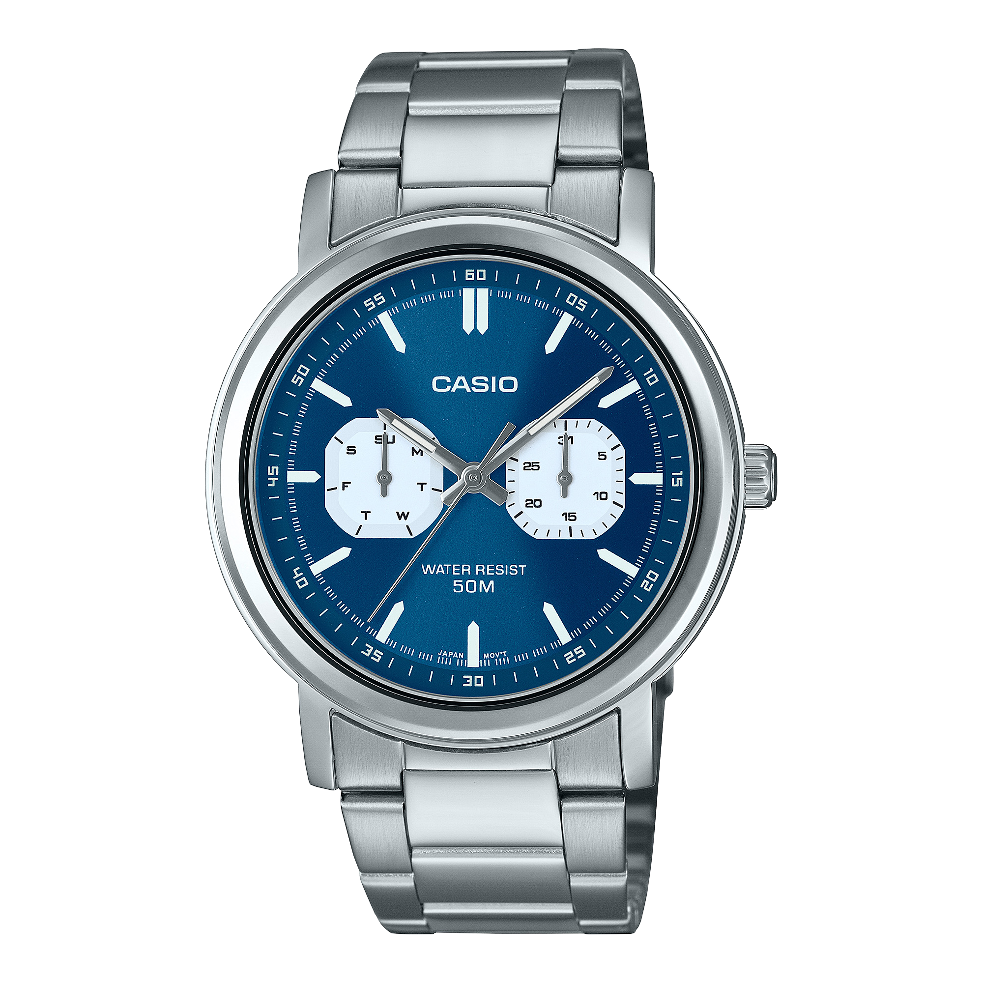 Casio Standard Blue Dial Stainless Steel Watch MTPE335D-2E1