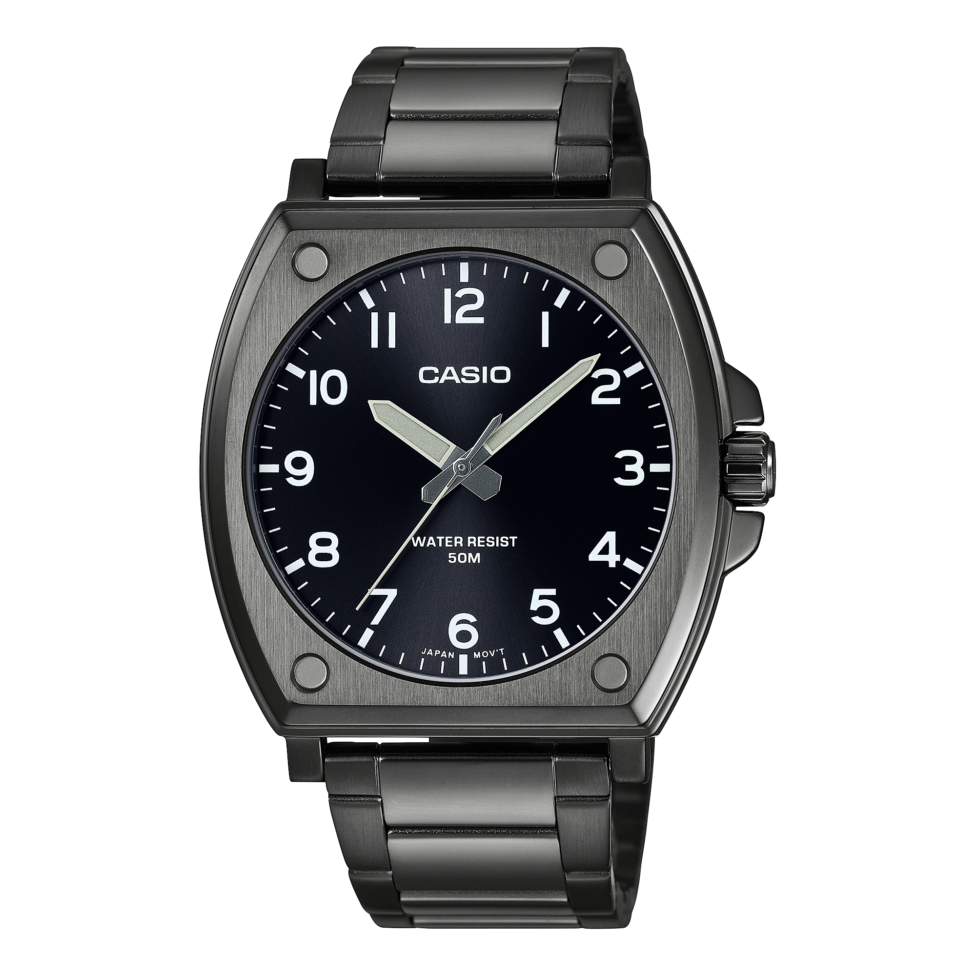 Casio Standard Analogue Black Dial Stainless Steel Watch MTPE730B-1A