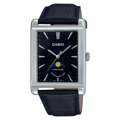 Casio Standard Black Dial Black Leather Strap Watch MTP-M105L-1A