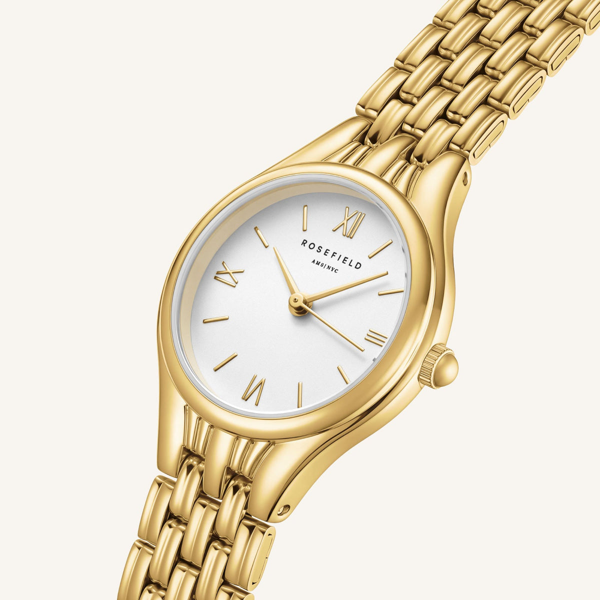 Rosefield Muse White Dial Gold Bracelet Watch MUWGSG-MU01