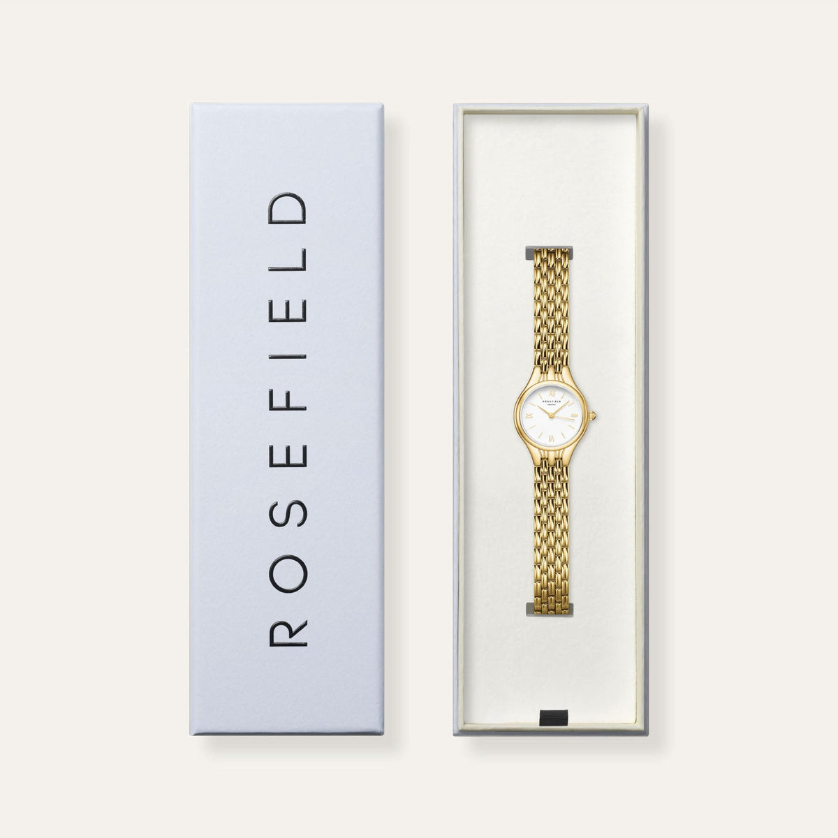 Rosefield Muse White Dial Gold Bracelet Watch MUWGSG-MU01