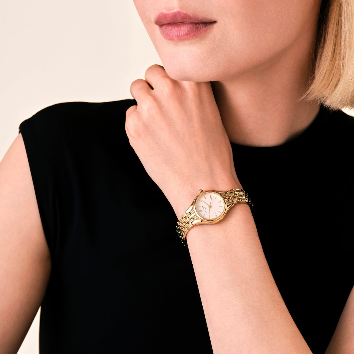 Rosefield Muse White Dial Gold Bracelet Watch MUWGSG-MU01