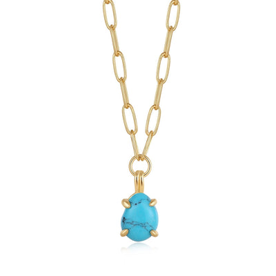 Ania Haie Gold Turquoise Chunky Chain Drop Pendant Necklace N044-04G