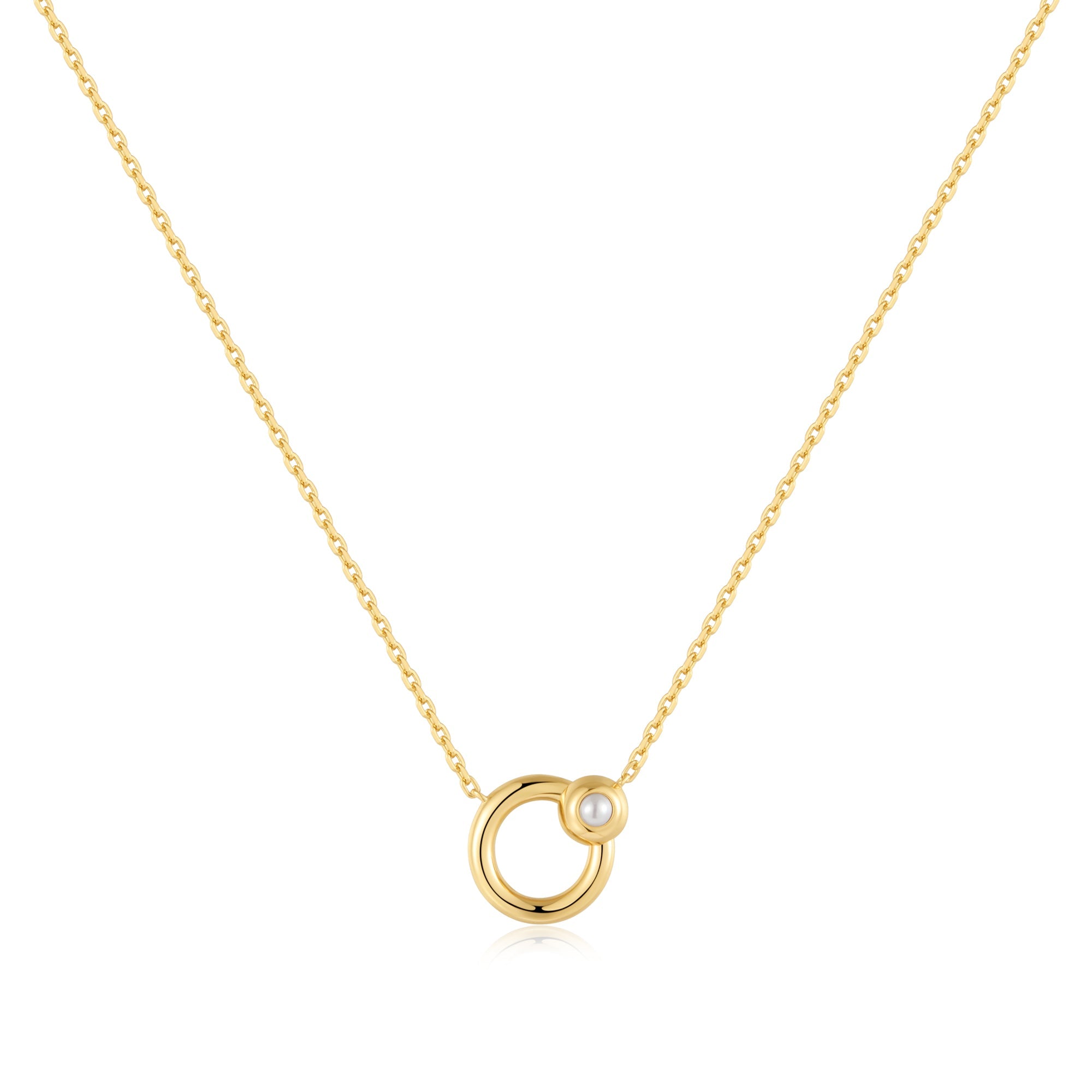 Ania Haie Gold Hoop Freshwater Pearl Necklace Modern Luxury Jewelry