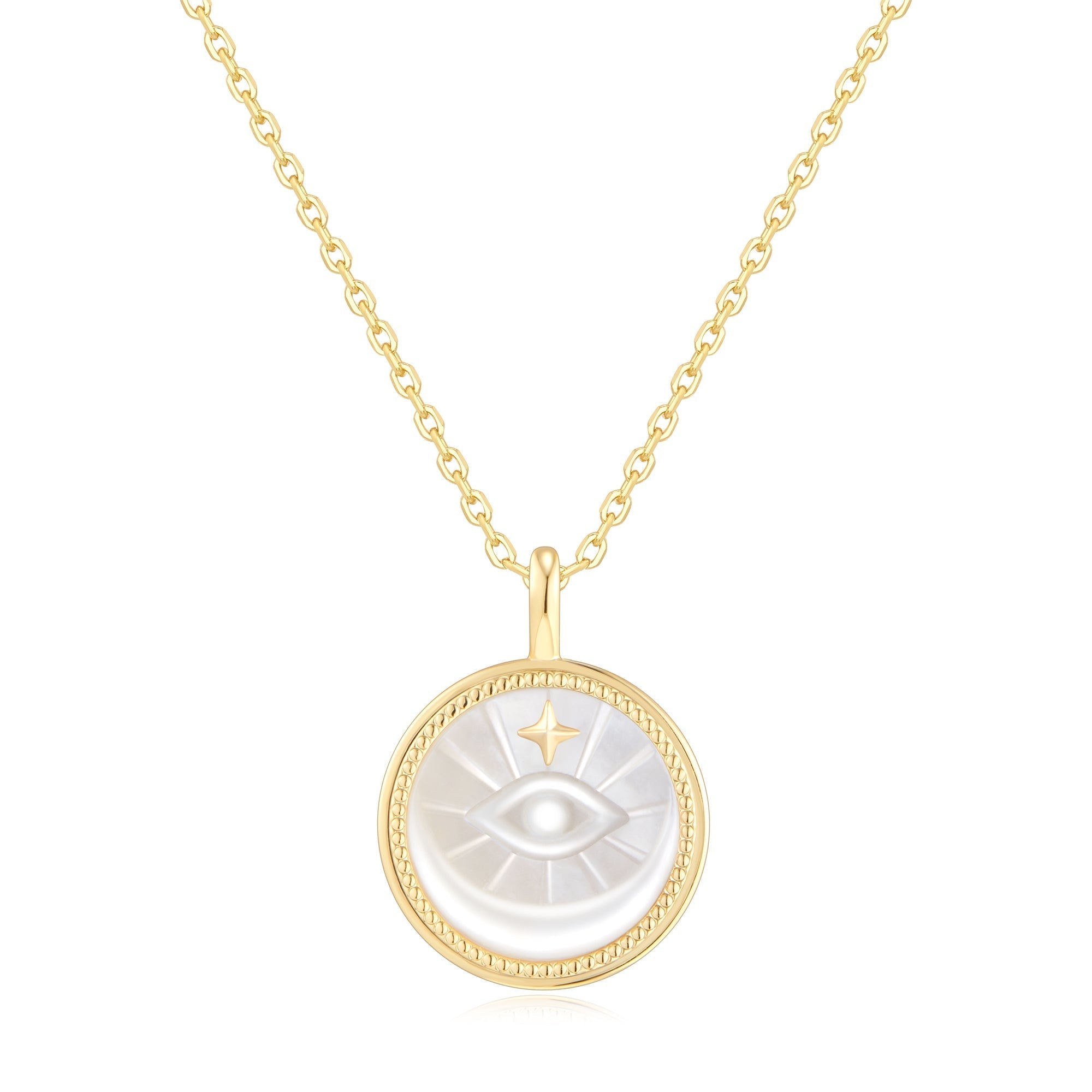 Ania Haie Gold Evil Eye Mother-of-Pearl Medallion Necklace