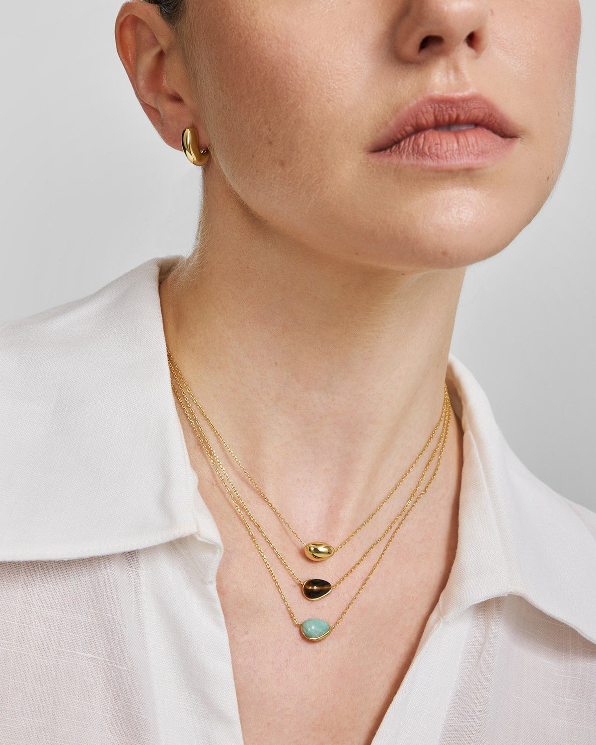 Ania Haie Gold Bezel Amazonite Organic Dome Pebble Necklace N076-02G-AE N076-02G-AE view 3