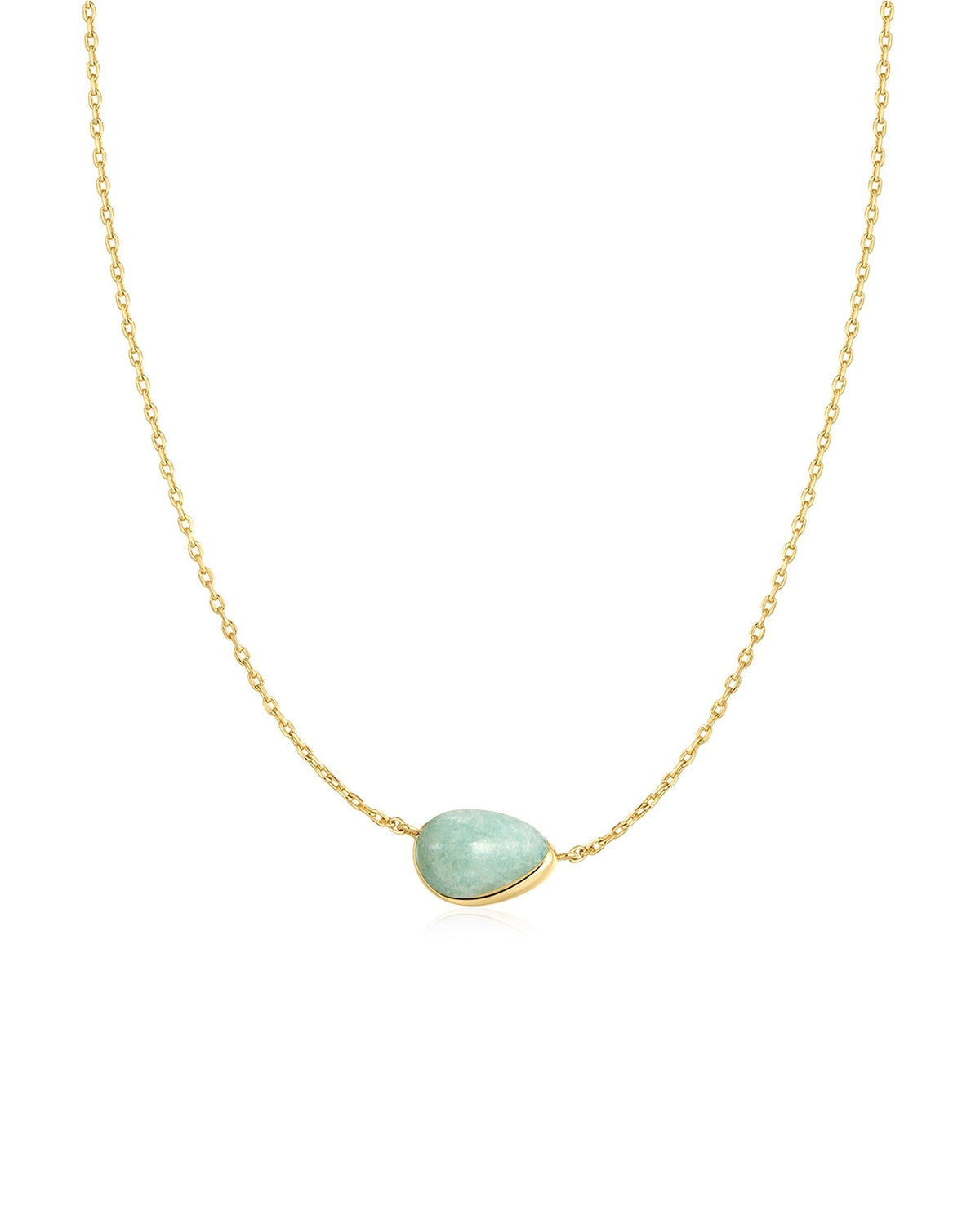Ania Haie Gold Bezel Amazonite Organic Dome Pebble Necklace N076-02G-AE N076-02G-AE front packshot