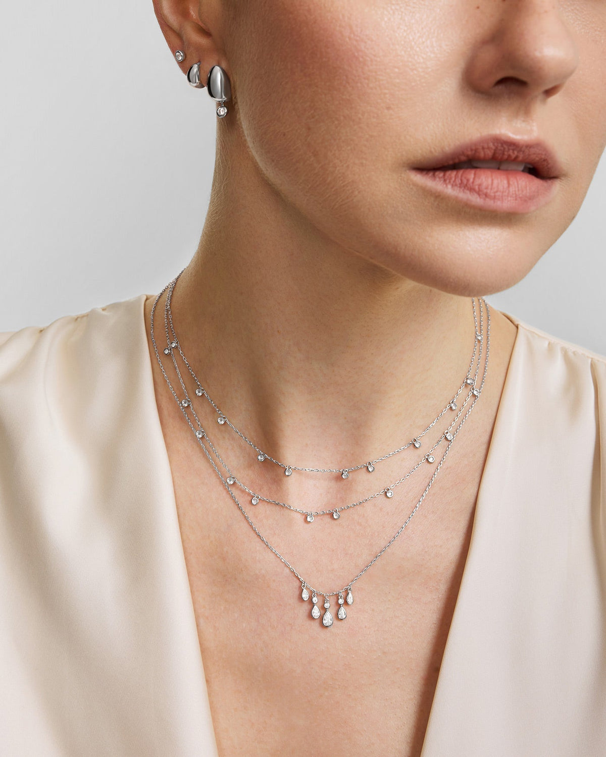 Ania Haie Silver Bezel-Set Droplet Station Necklace N076-05H N076-05H view 2