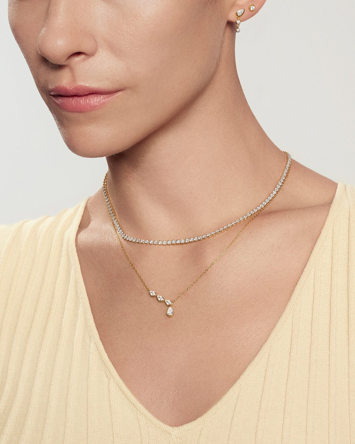 Ania Haie Gold Half-Bezel Angled & Dangle Teardrop Necklace N076-06G N076-06G view 2