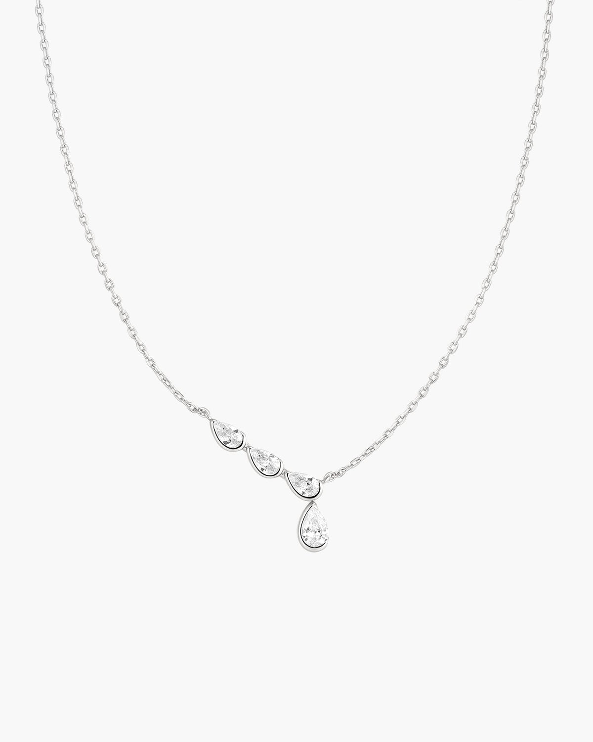 Ania Haie Silver Half-Bezel Angled & Dangle Teardrop Necklace N076-06H N076-06H front packshot