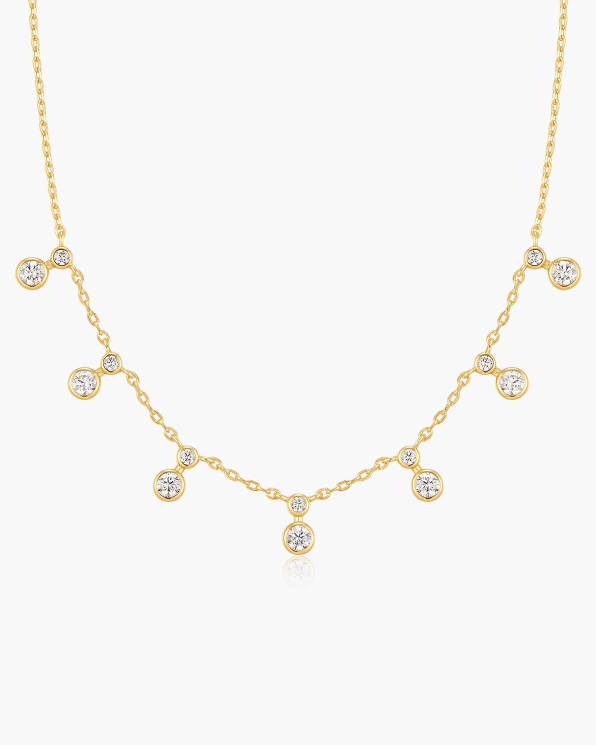 Ania Haie Gold Graduated Bezel Round Drop Station Necklace N076-10G N076-10G front packshot