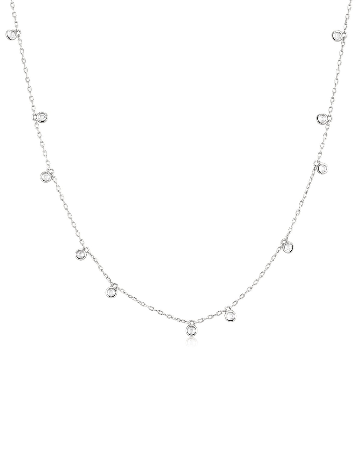 Ania Haie Silver Graduated Bezel Round Drop Station Necklace N076-10H N076-10H front packshot