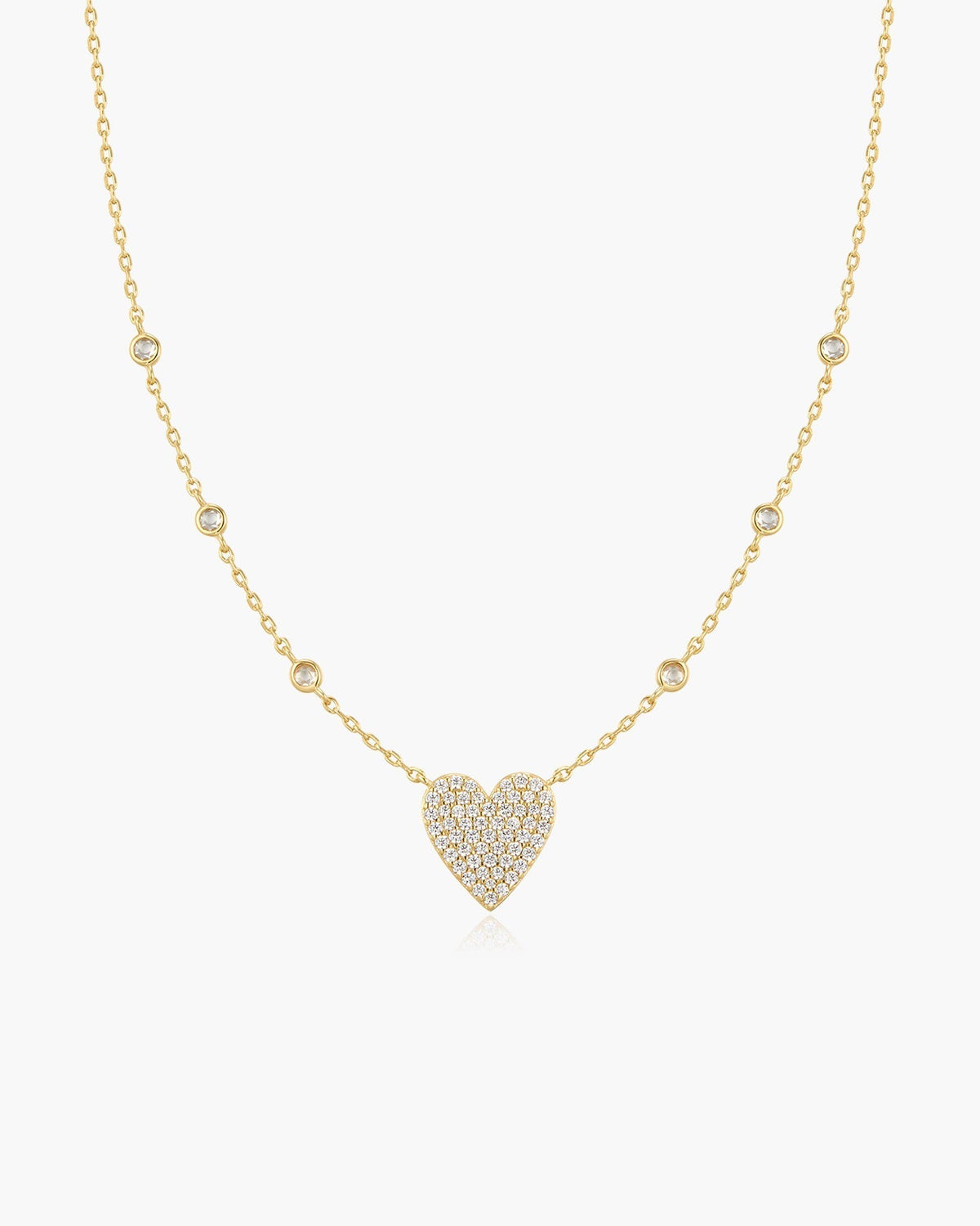 Ania Haie Gold Pave Heart with Bezel Station Necklace N076-11G N076-11G front packshot