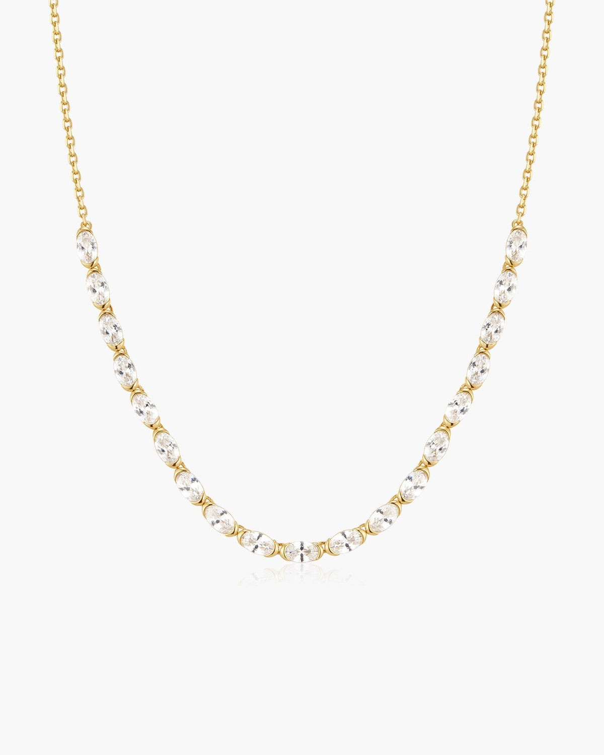 Ania Haie Gold Half-Bezel Oval Half-Tennis Necklace N076-14G N076-14G front packshot