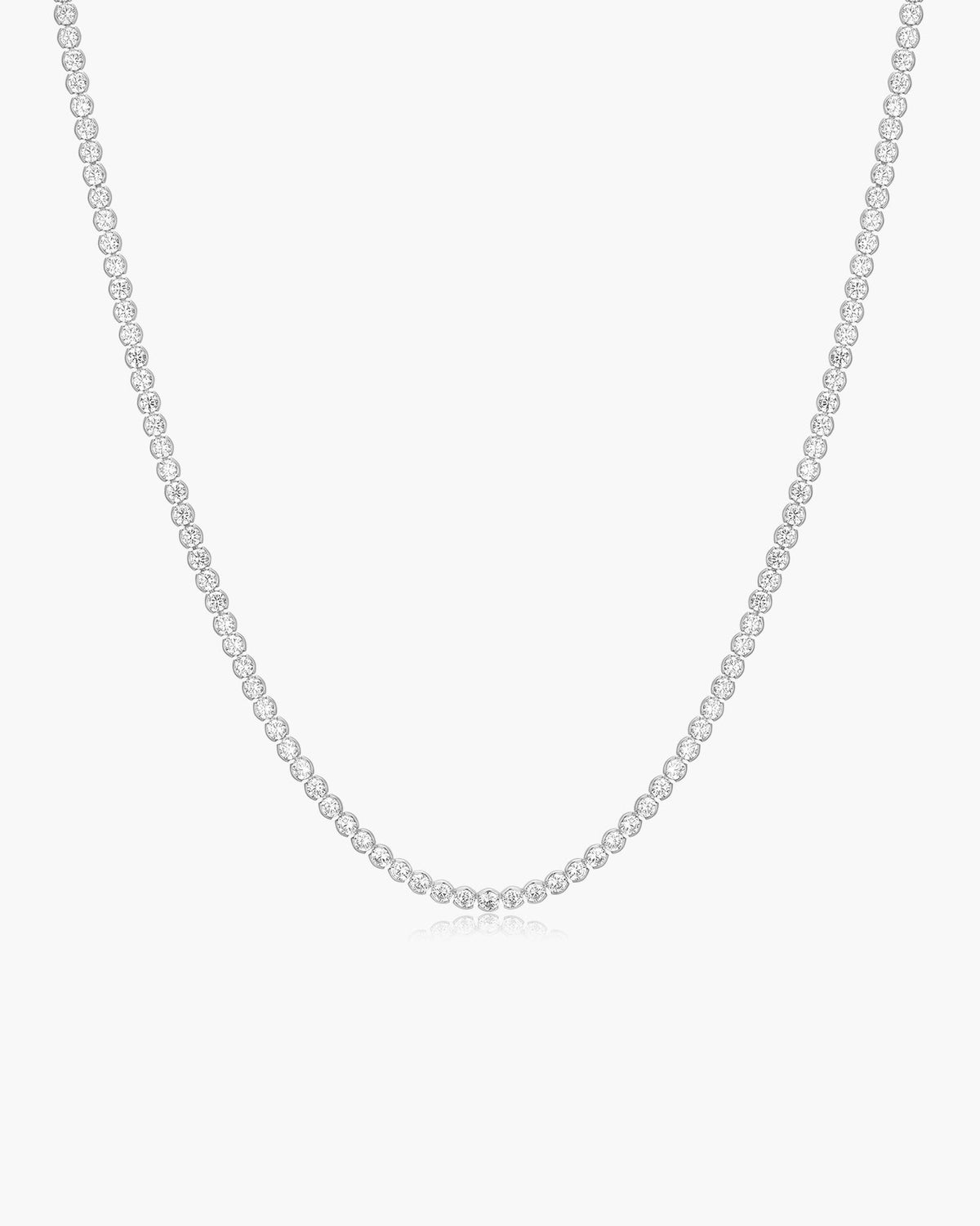 Ania Haie Silver Half-Bezel Round Tennis Necklace N076-16H N076-16H front packshot