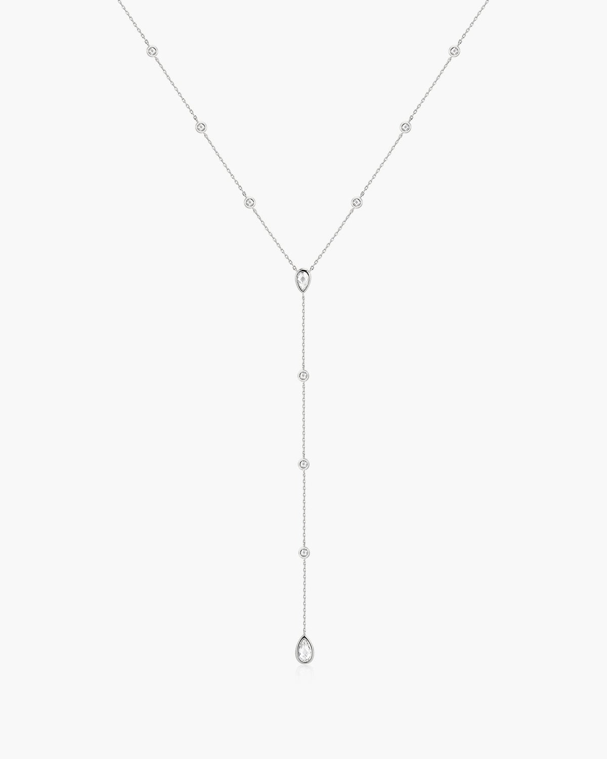 Ania Haie Silver Round & Teardrop Bezel Station Y Necklace N076-17H N076-17H front packshot