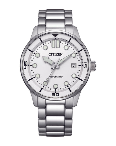 Citizen Automatic Silver Stainless Steel White Dial Watch NJ0191-83A