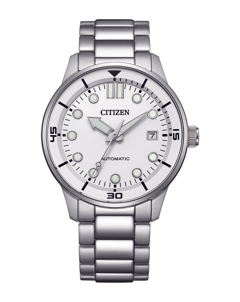 Citizen Automatic Silver Stainless Steel White Dial Watch NJ0191-83A