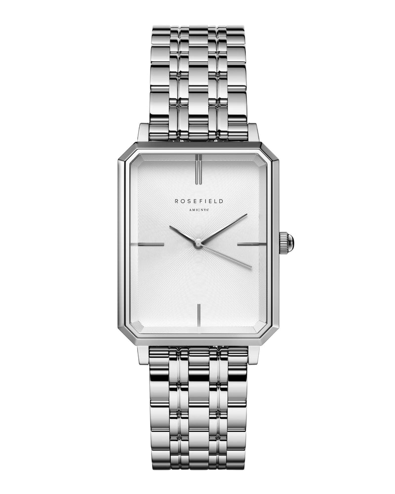 Rosefield The Octagon White Sunray Steel Silver Watch OCWSS-O41