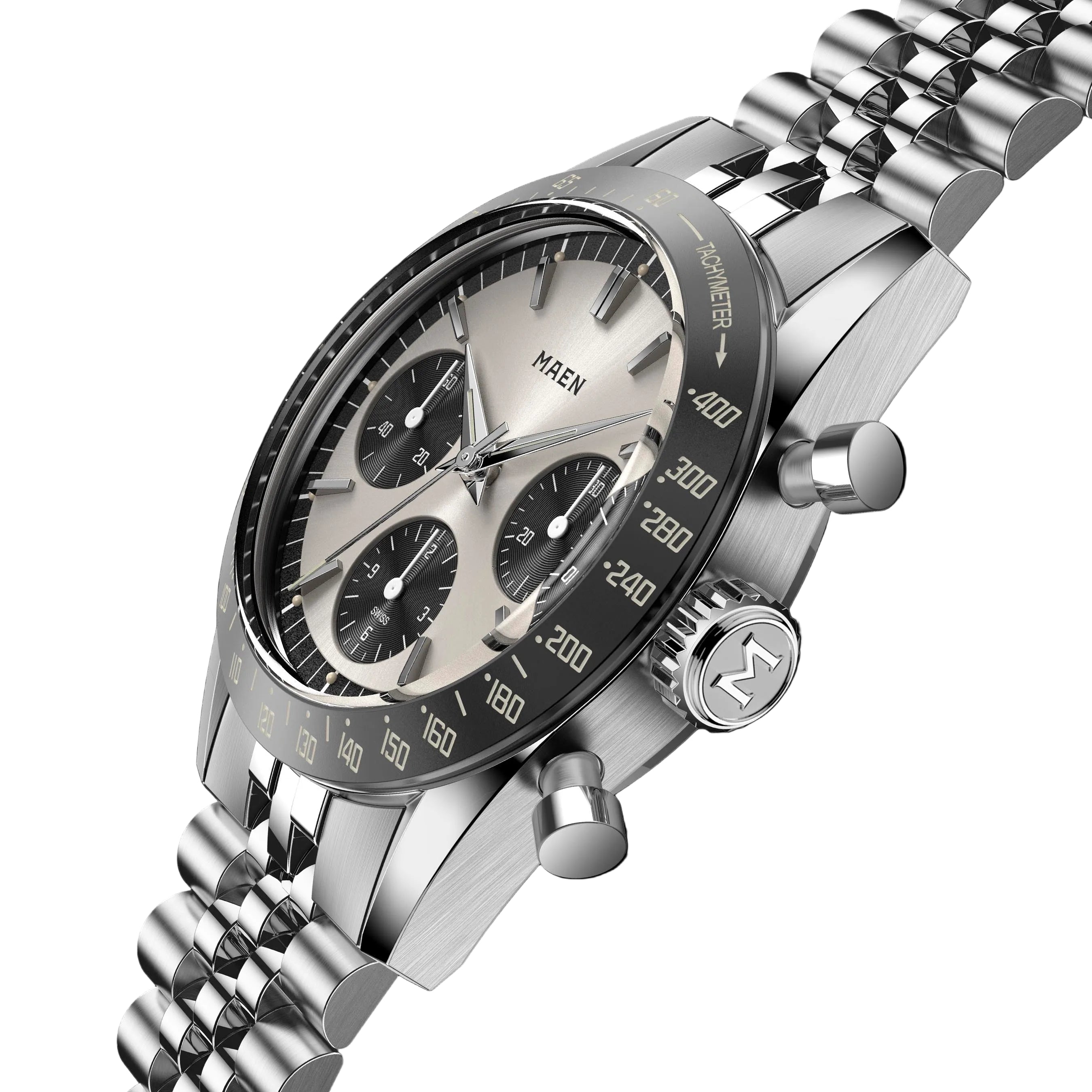 MAEN SKYMASTER 38 Chronograph Silver Dial Manual Wind Watch M6.1.1