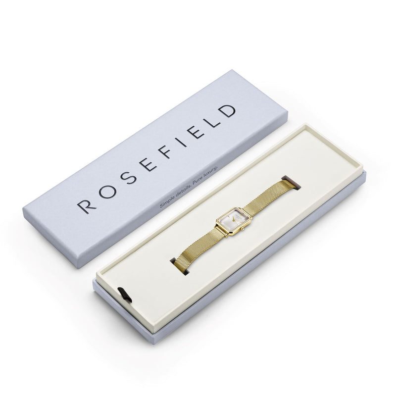 Rosefield The Octagon XS Mesh White Gold Watch OWGMG-O73