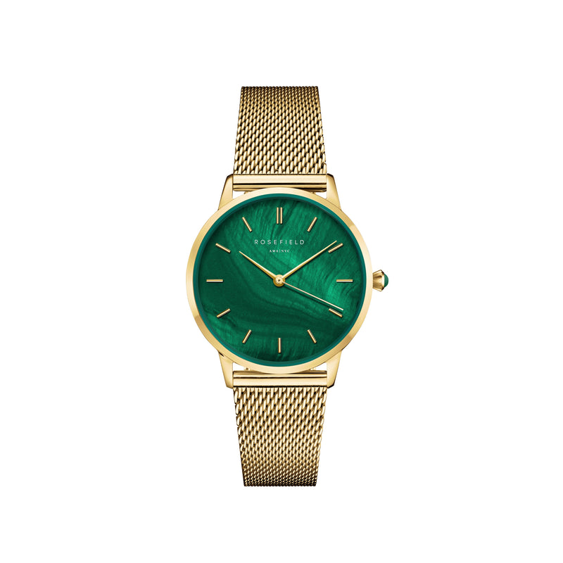 Rosefield Pearl Edit Emerald Mesh Gold Watch PEGMG-R10