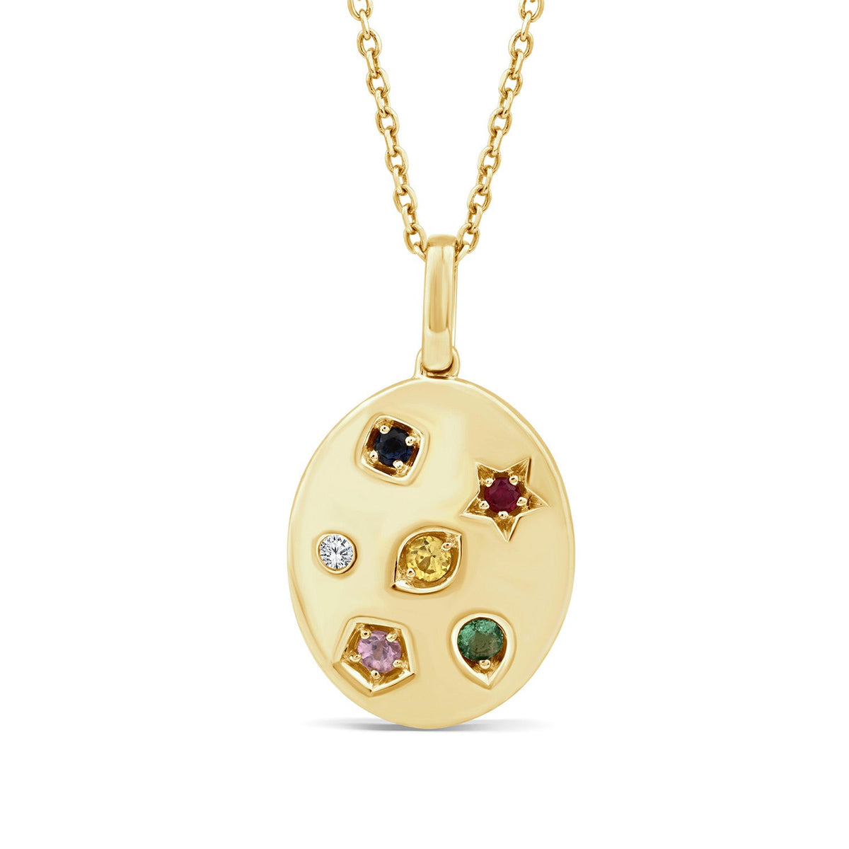 0.01ct Oval Diamond Multi Stone Necklace in 9K Yellow Gold